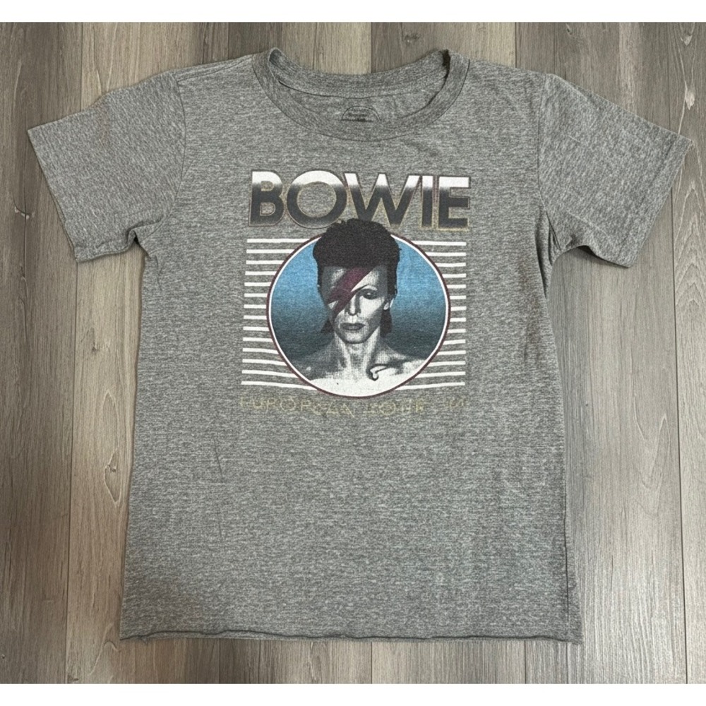EUC Women's S David Bowie European Tour 1978 Heather Gray Graphic Tee